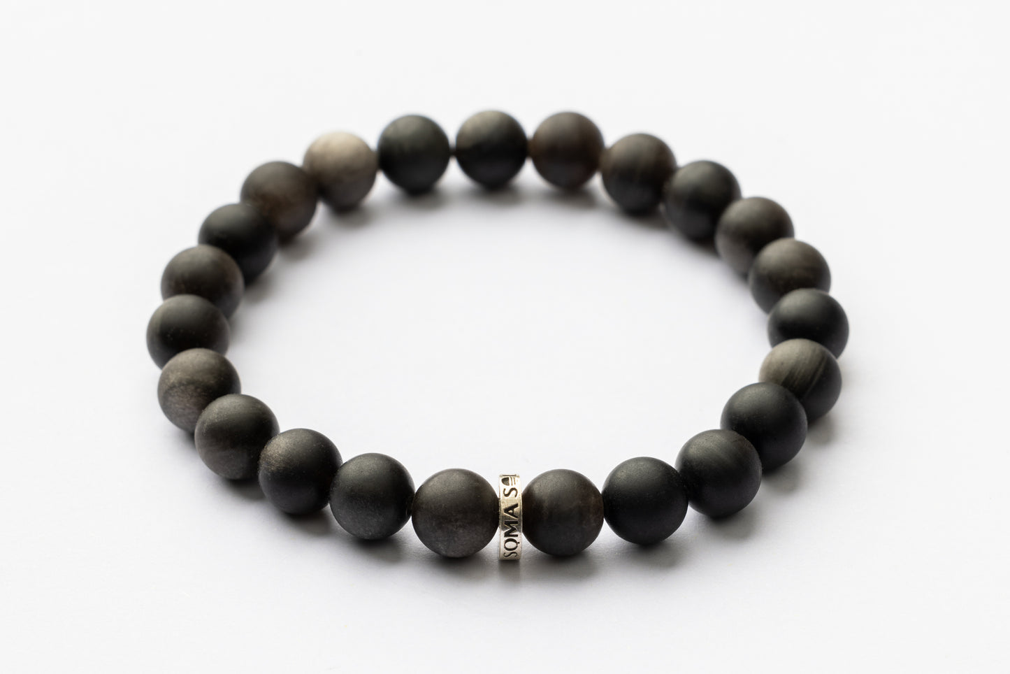 Men's Silver Obsidian Energy Bracelet | Protection • Truth