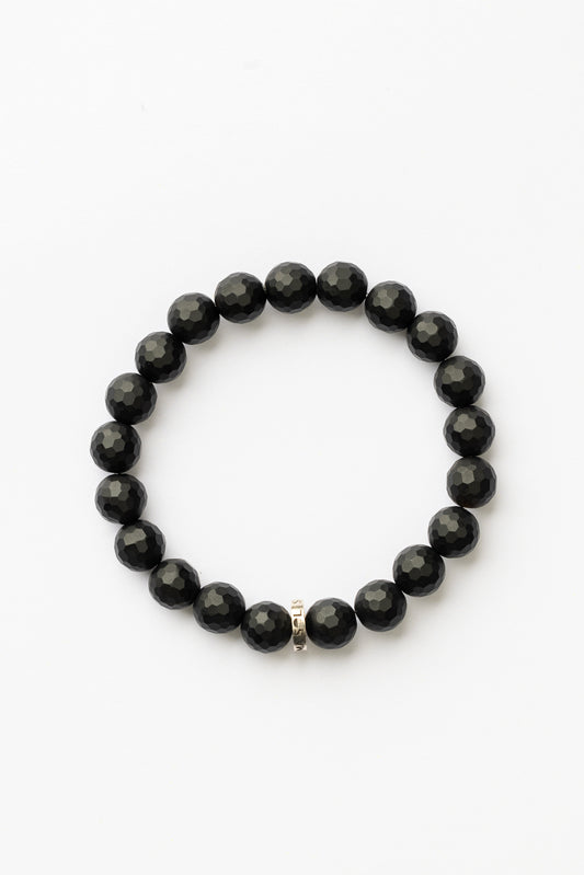 Black Onyx Faceted Logo Bracelet | Protection • Strength