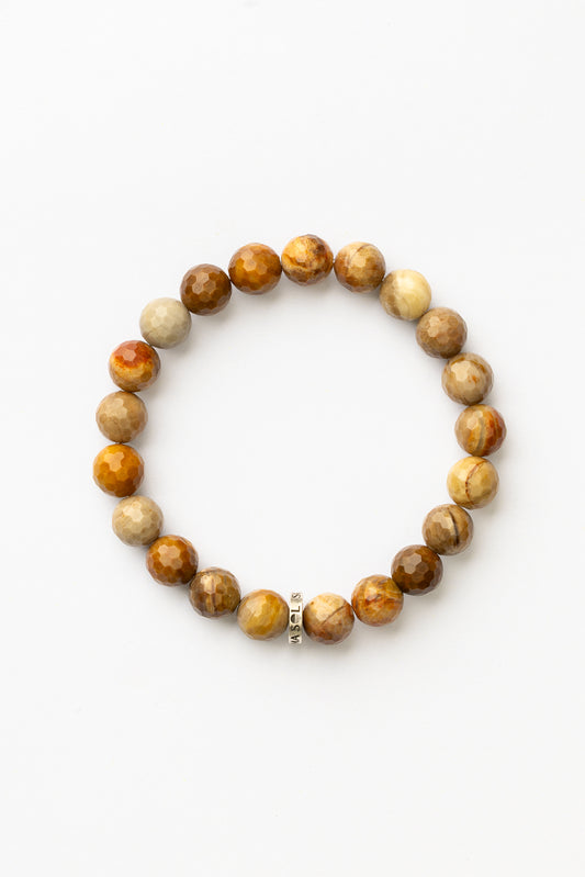 Petrified Wood Faceted Energy Bracelet | Grounding • Wisdom