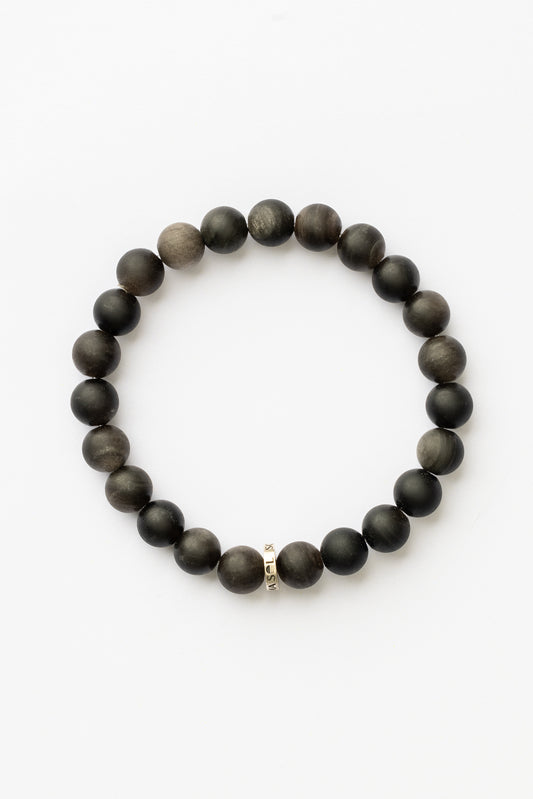 Men's Silver Obsidian Energy Bracelet | Protection • Truth