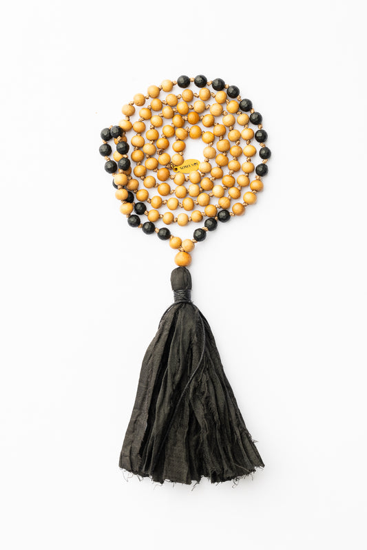 I Am Protected | Sandalwood & Black Onyx Mala