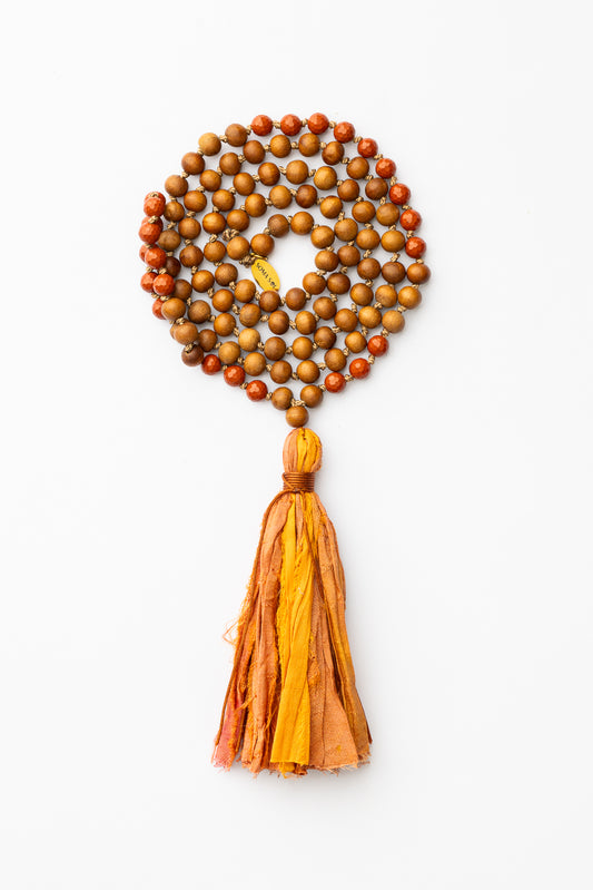 I Am Strong | Sandalwood & Red Jasper Mala