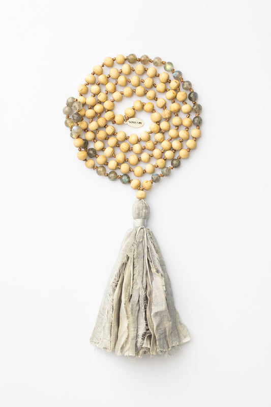 I Am Connected | Tulsi Wood & Labradorite Mala