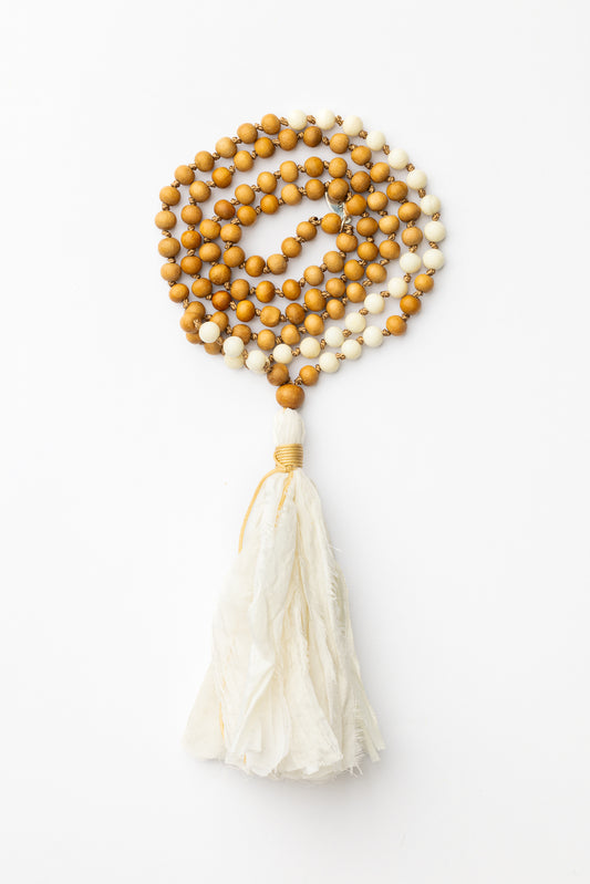 I Am Balanced | Sandalwood & Ivory Jasper Mala