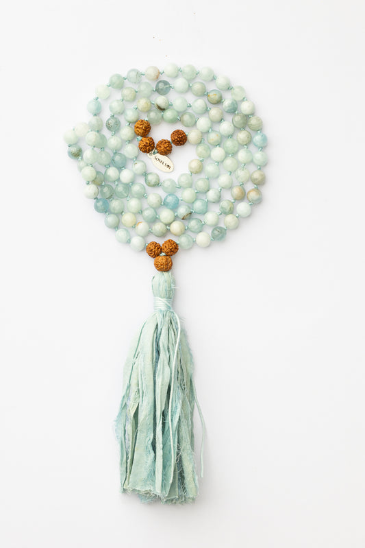 Aquamarine Mala Necklace | Calm • Clarity